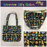 Medium Tote Bag - Dinosaurs Black